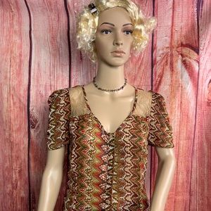 Fire-Los Angeles sheer multi shaped multi hued top